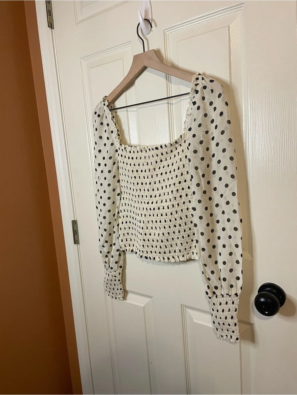 Reformation Pinto Top in White & Black Polka Dots Size Medium